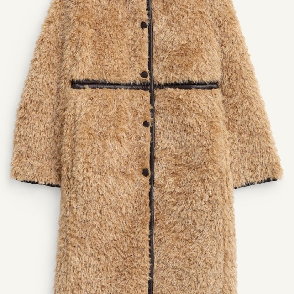 ZARA LIMITED EDITION LIGHT BROWN FLEECE LONG COAT ❤️❤️❤️ - Picture 6 of 8